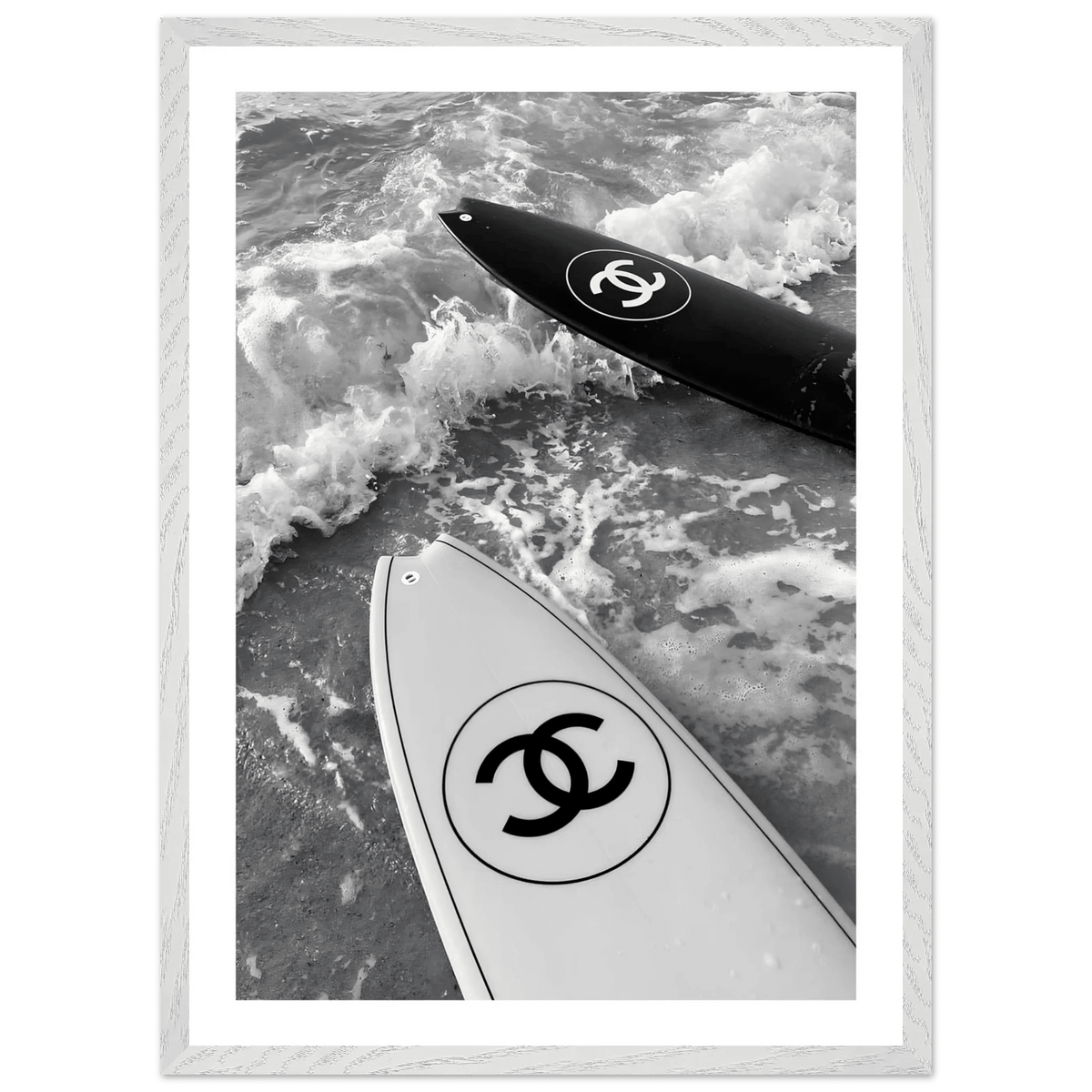 Tableau Chanel Noir et Blanc Surf Minimaliste - The Art Avenue