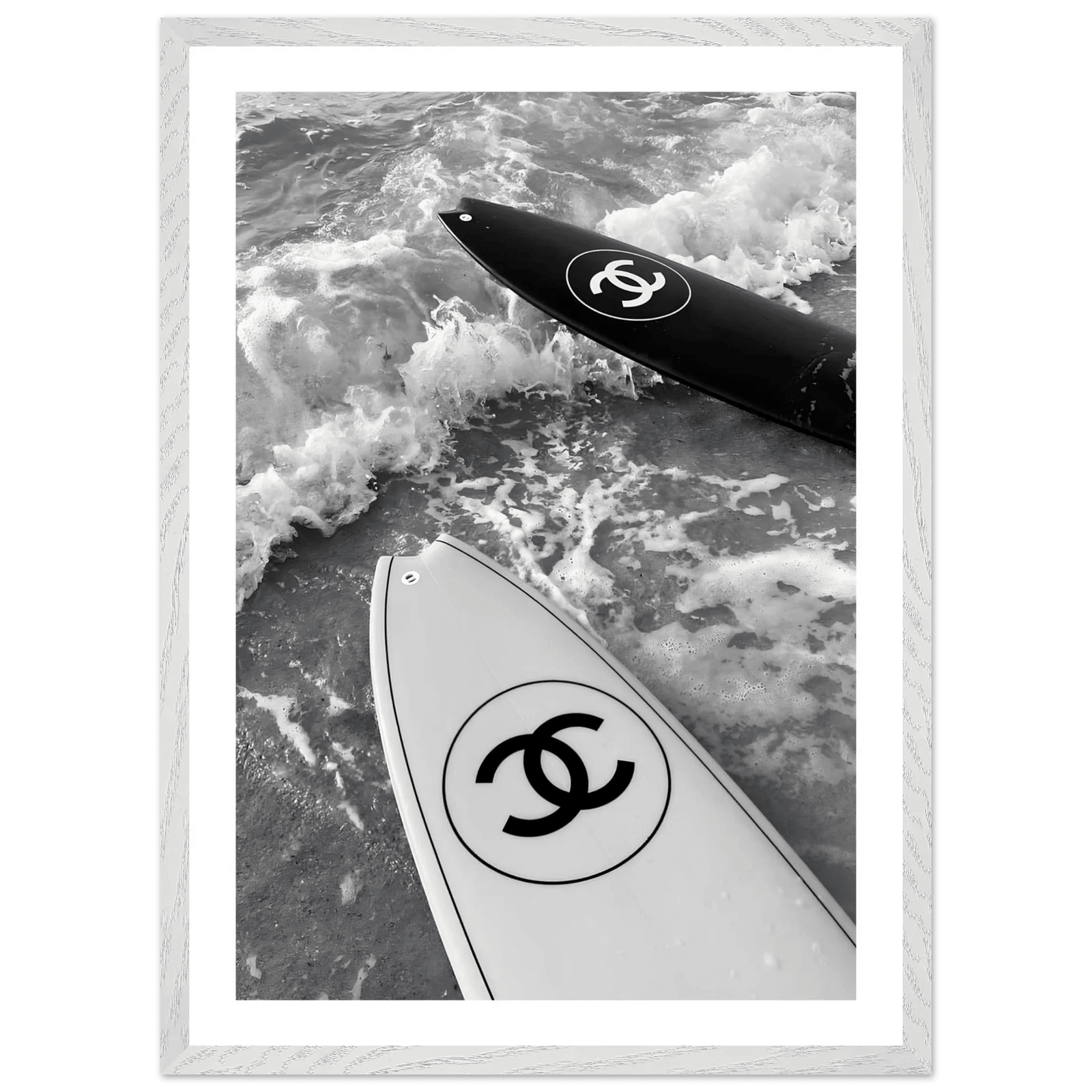Tableau Chanel Noir et Blanc Surf Minimaliste - The Art Avenue