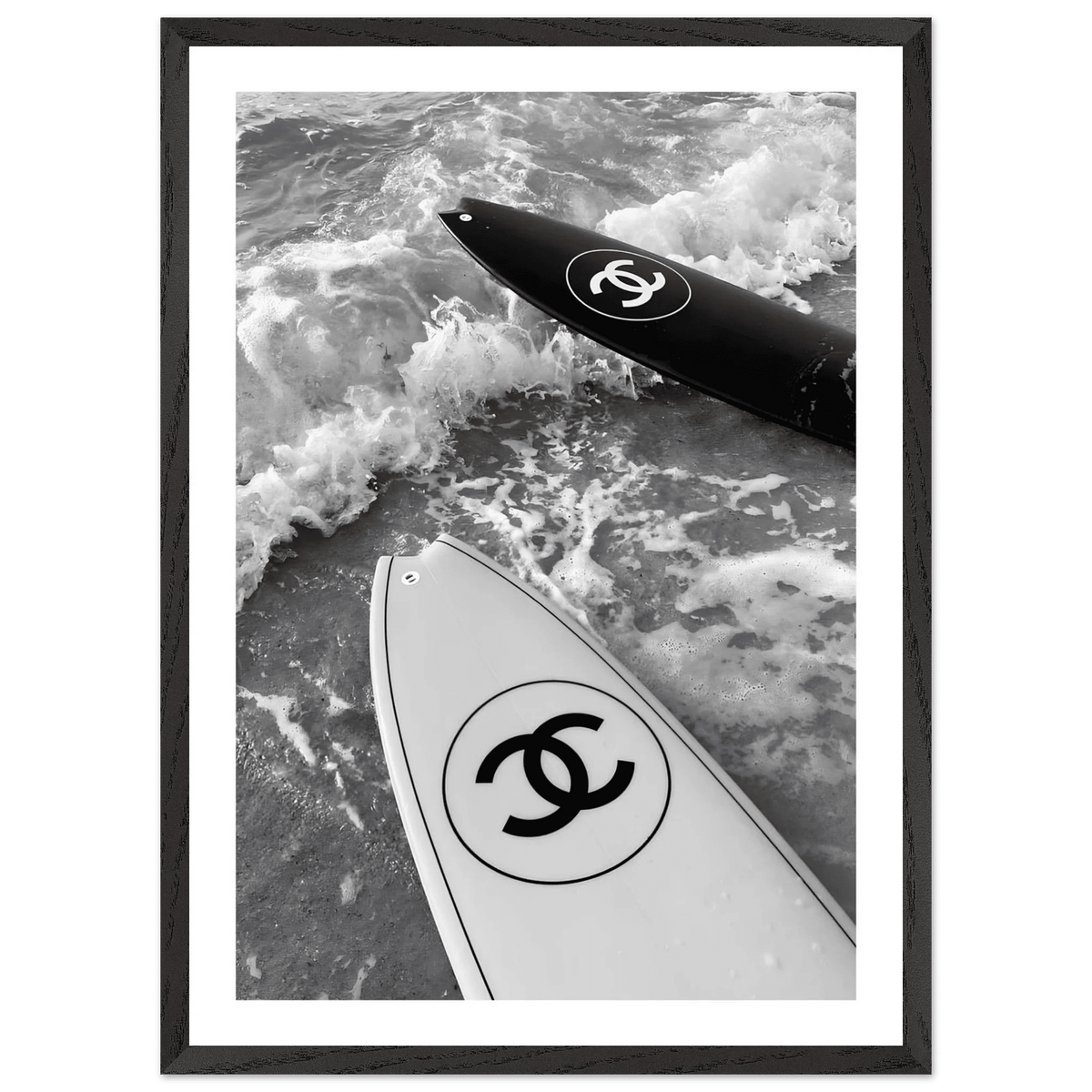 Tableau Chanel Noir et Blanc Surf Minimaliste - The Art Avenue