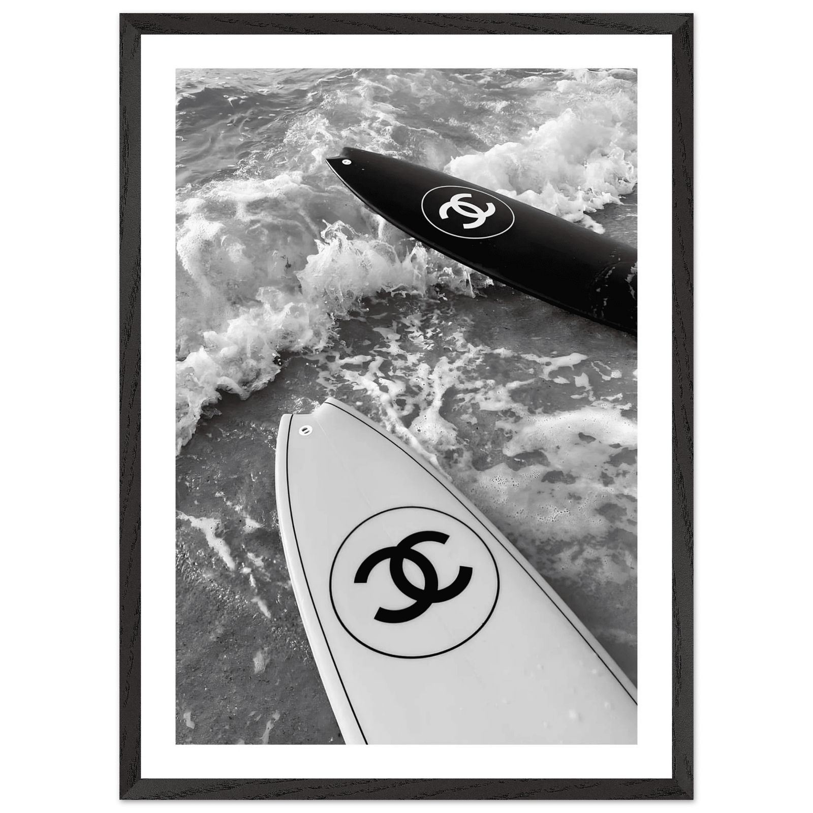 Tableau Chanel Noir et Blanc Surf Minimaliste - The Art Avenue