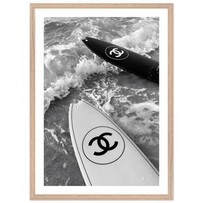 Tableau Chanel Noir et Blanc Surf Minimaliste - The Art Avenue