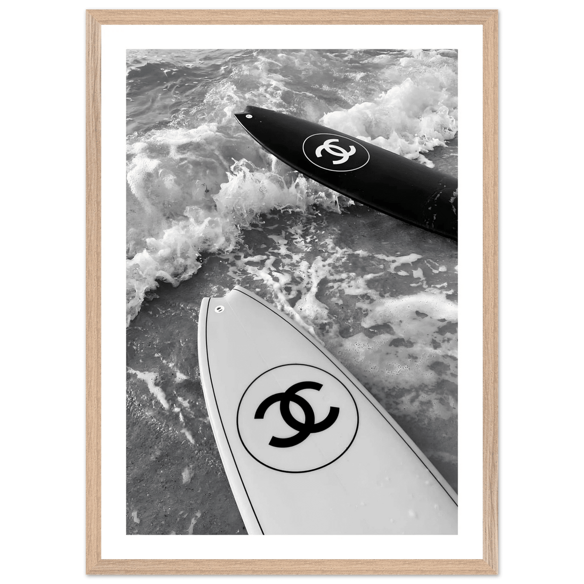 Tableau Chanel Noir et Blanc Surf Minimaliste - The Art Avenue