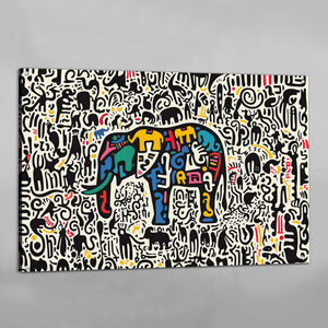 Tableau Coloré Éléphant - The Art Avenue