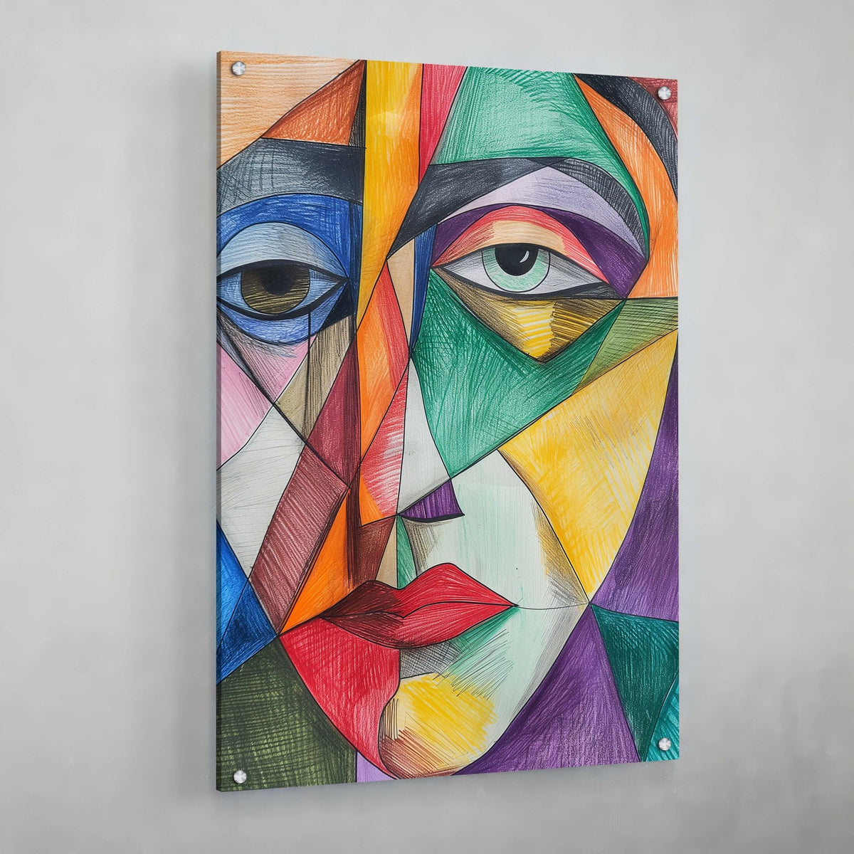 Tableau Cubisme Visage Coloré - The Art Avenue
