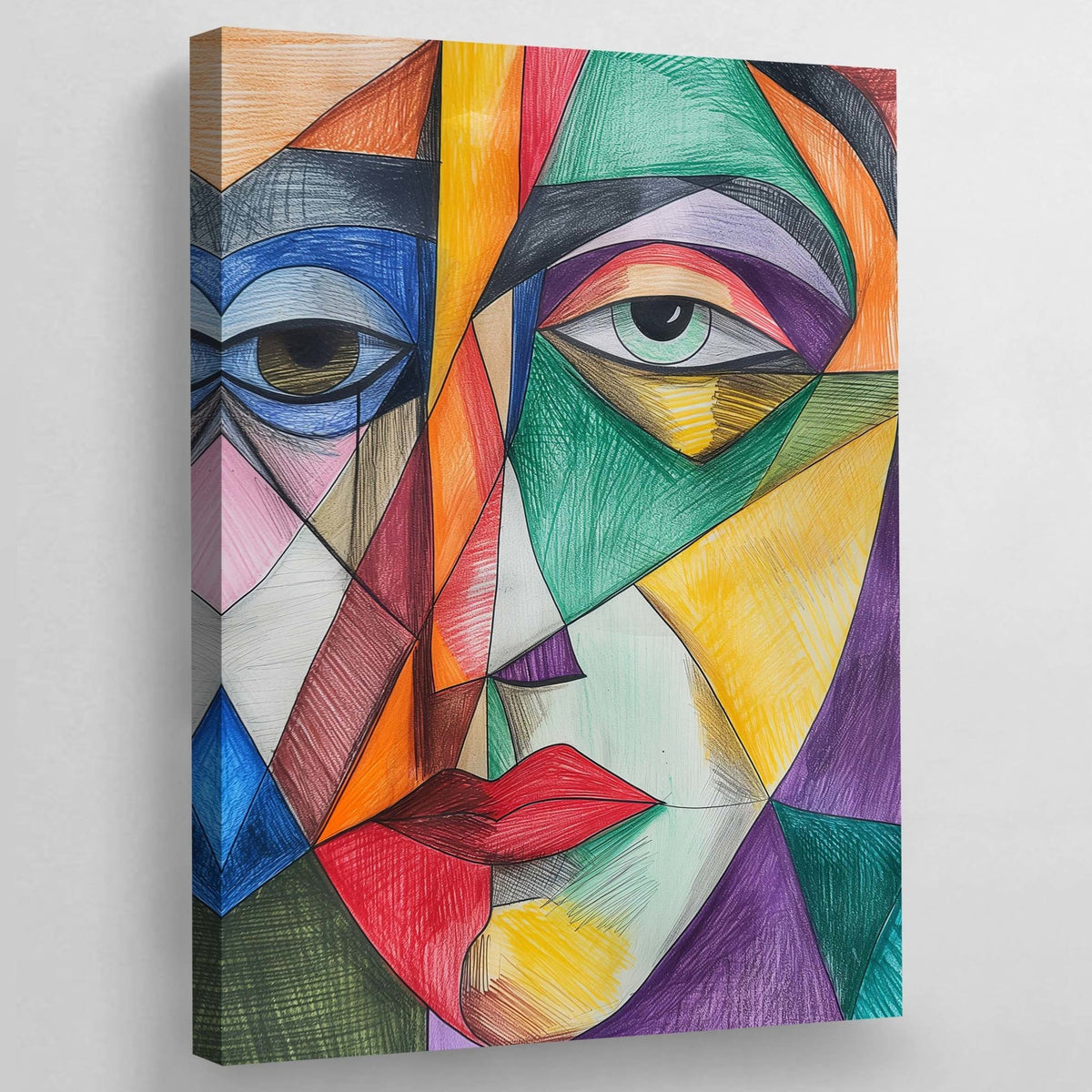 Tableau Cubisme Visage Coloré - The Art Avenue