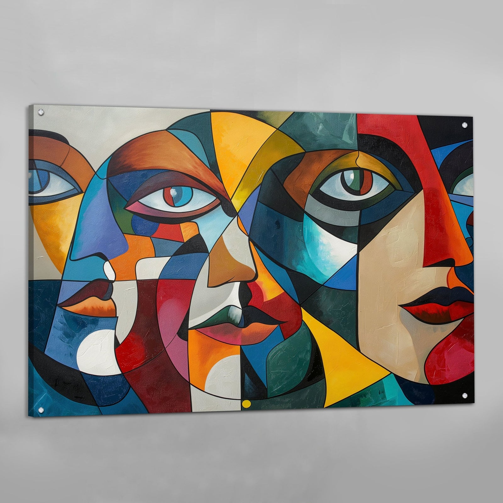 Tableau Cubisme Visages Abstraits Colorés - The Art Avenue