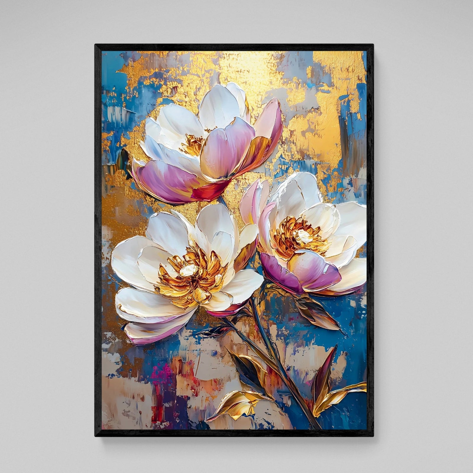 Tableau Fleurs Bleu et Or - The Art Avenue