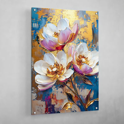 Tableau Fleurs Bleu et Or - The Art Avenue