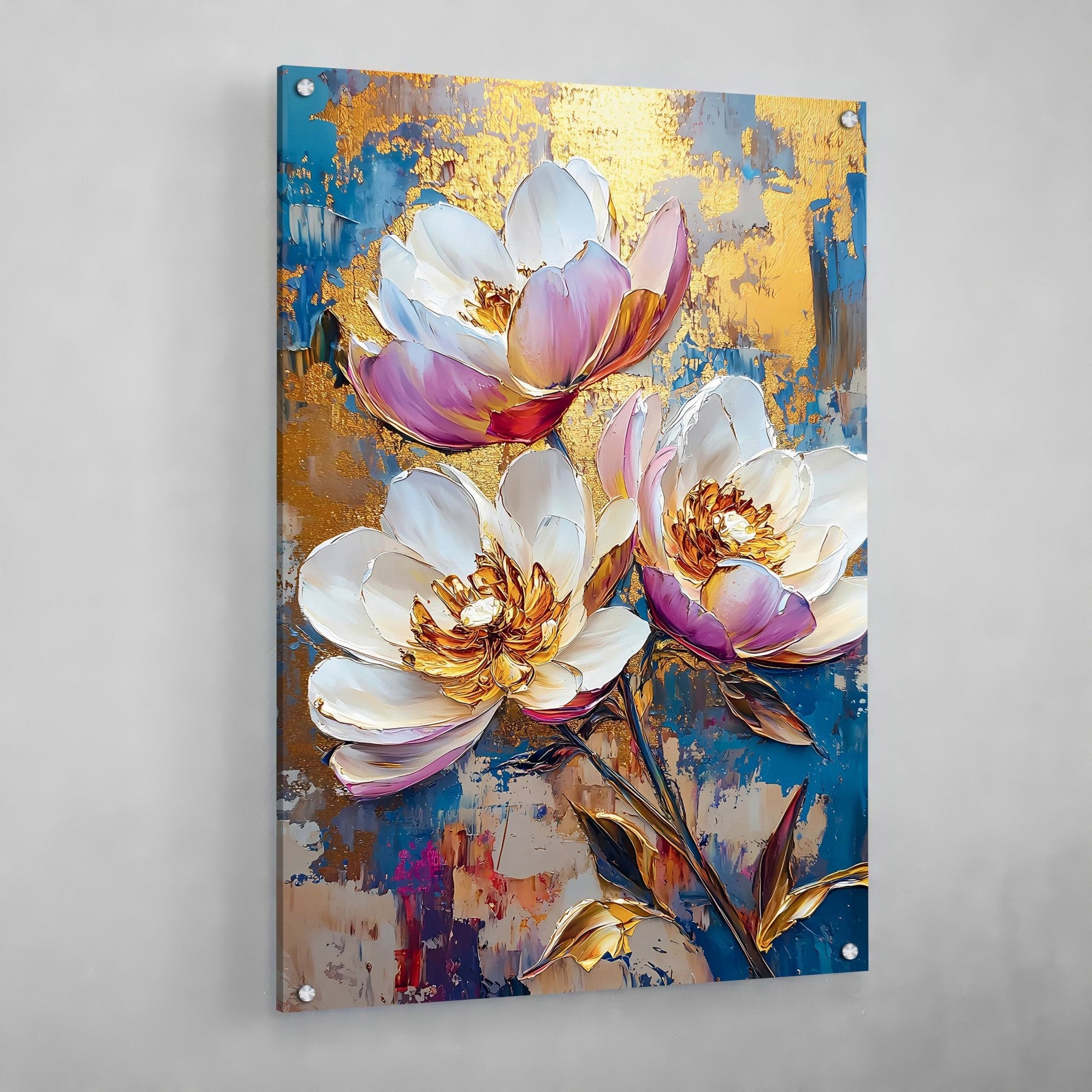 Tableau Fleurs Bleu et Or - The Art Avenue