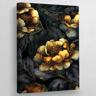 Tableau Fleurs Noir et Or - The Art Avenue