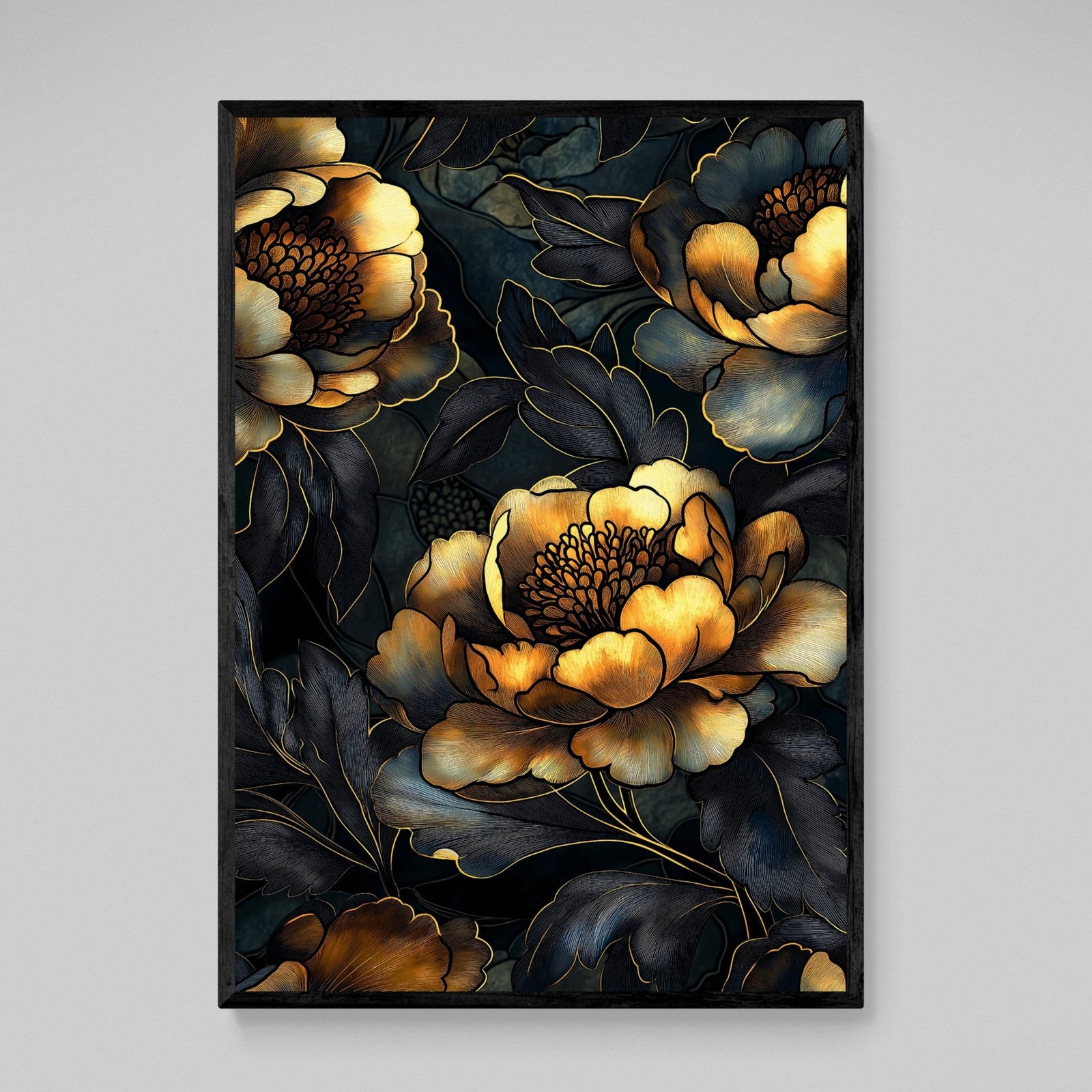 Tableau Fleurs Noir et Or - The Art Avenue