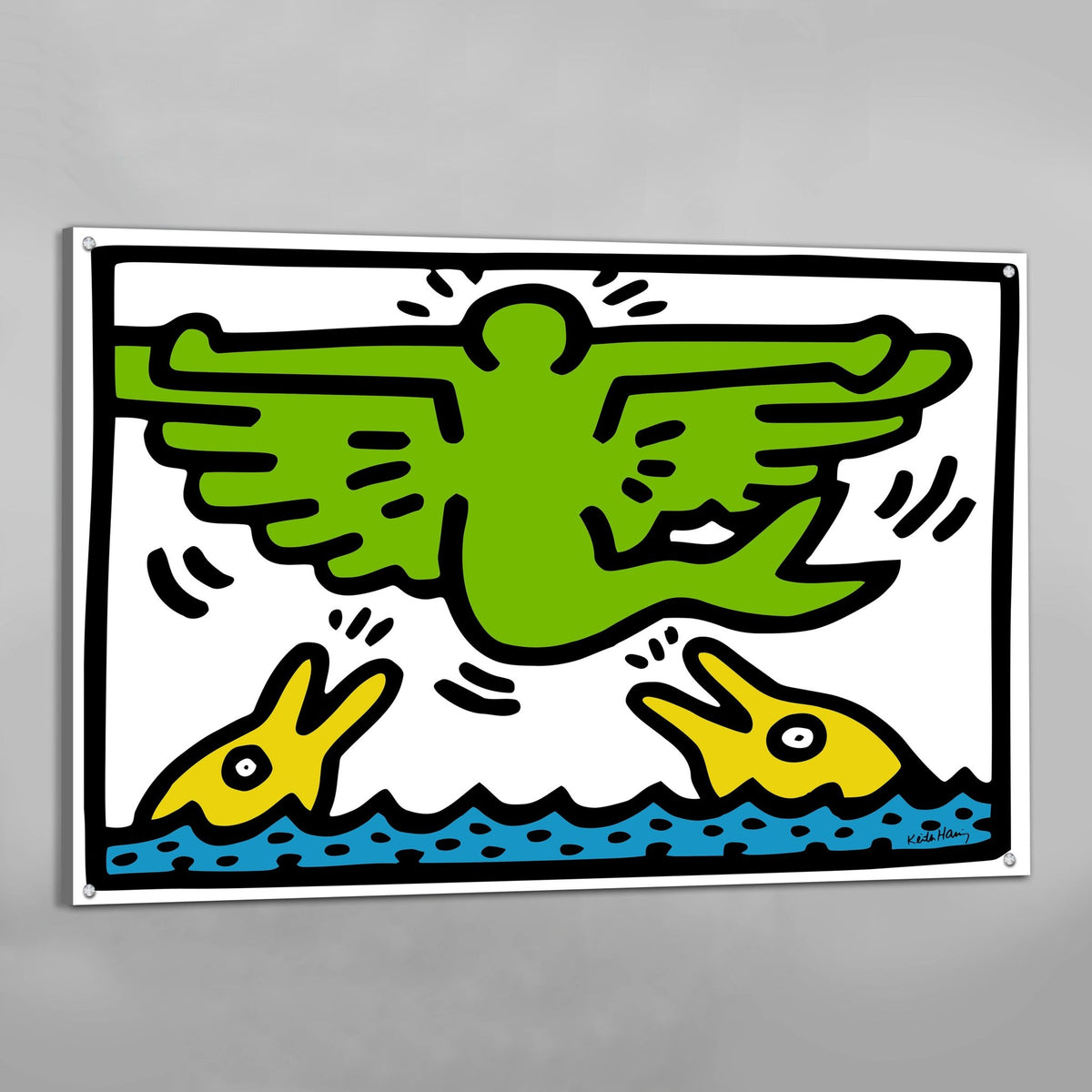 Tableau Keith Haring Dolphin Flying Angel - The Art Avenue
