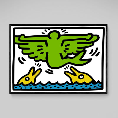 Tableau Keith Haring Dolphin Flying Angel - The Art Avenue