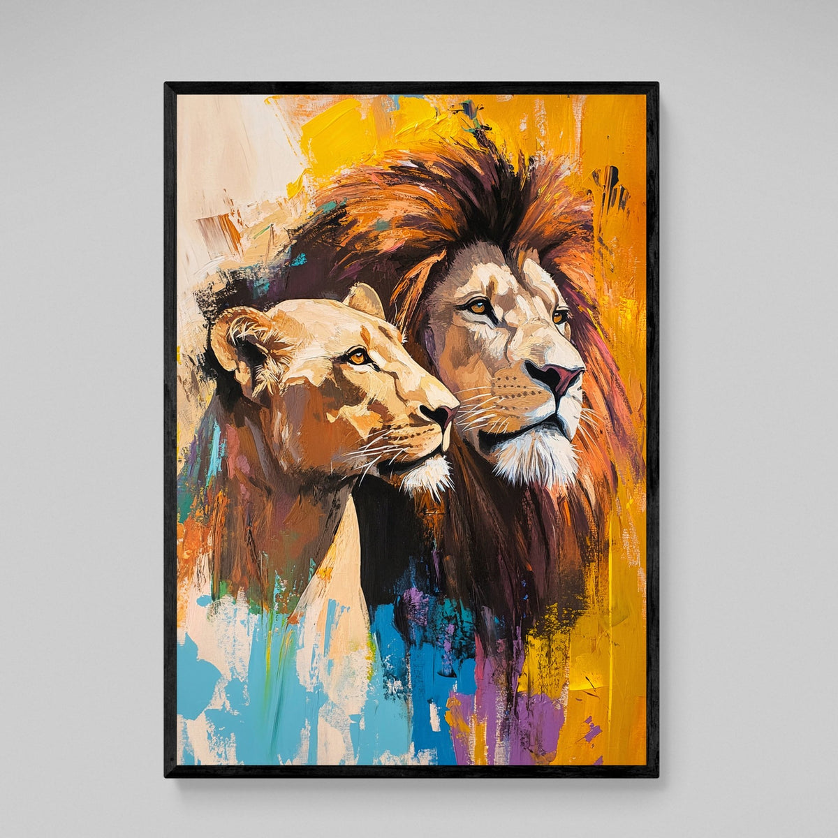 Tableau Lion et Lionne Coloré - The Art Avenue