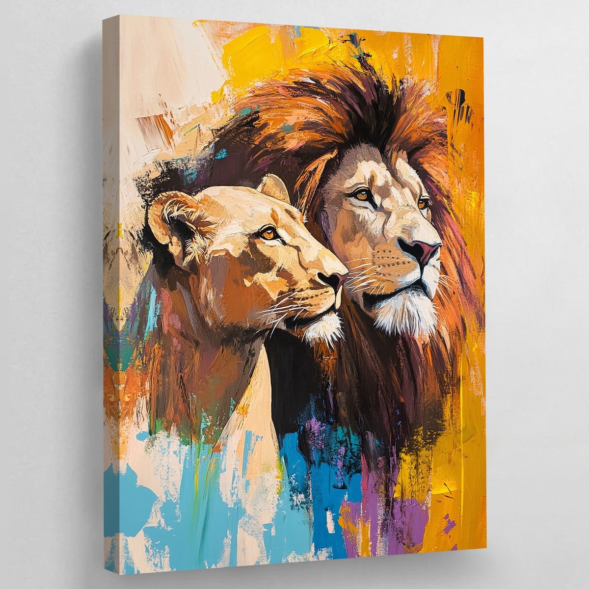 Tableau Lion et Lionne Coloré - The Art Avenue