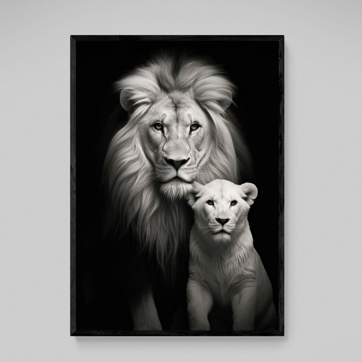 Tableau Lion et Lionne Noir et Blanc - The Art Avenue