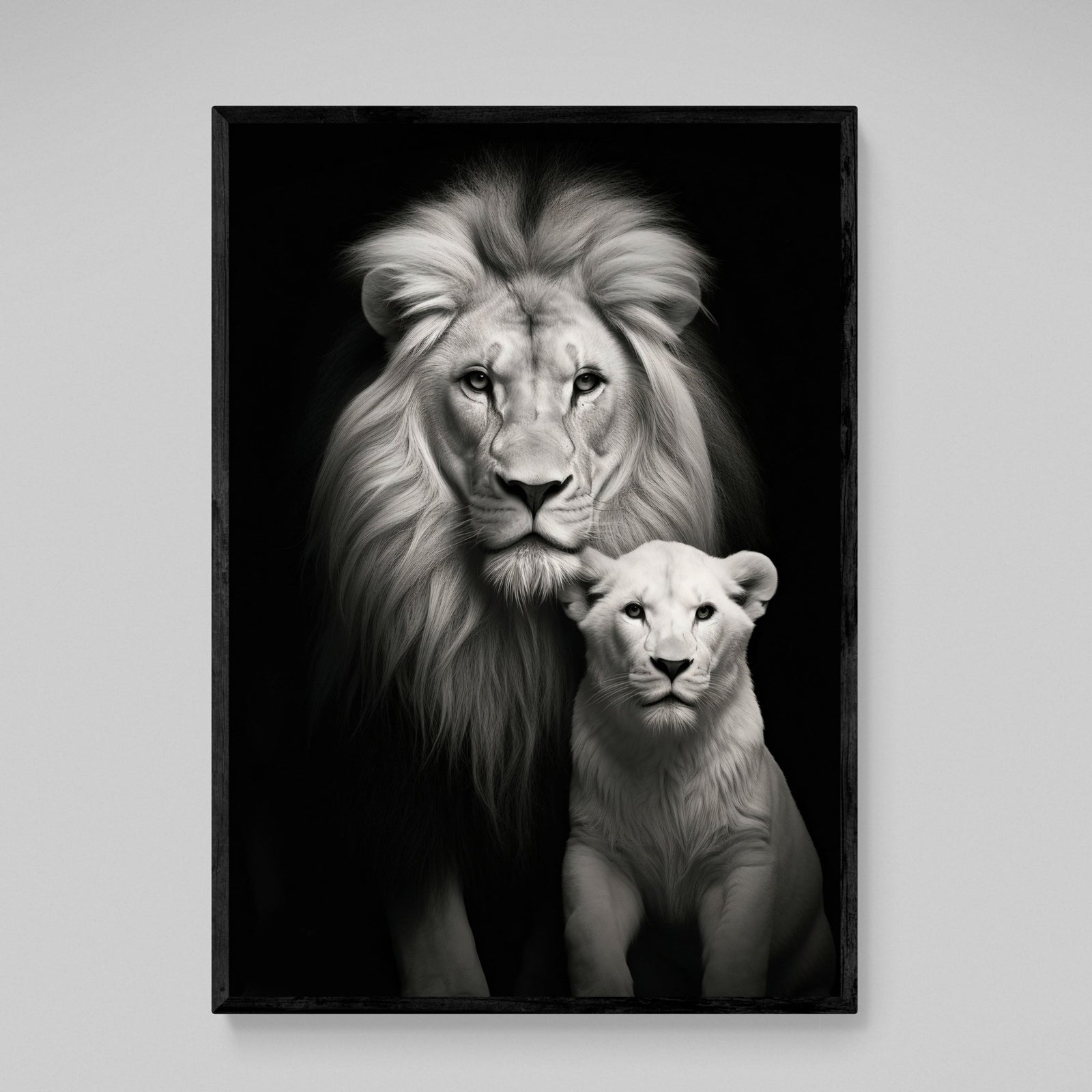 Tableau Lion et Lionne Noir et Blanc - The Art Avenue