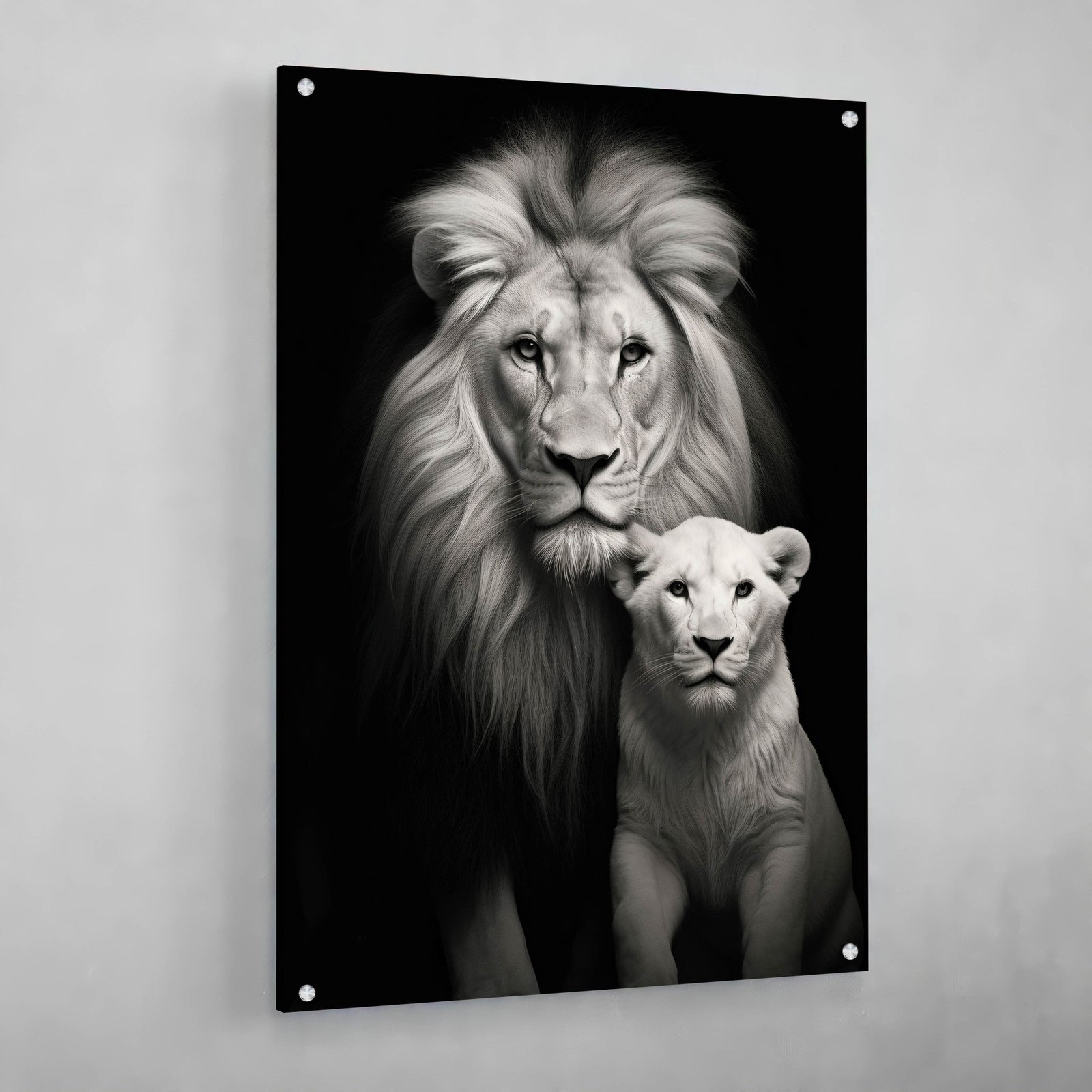 Tableau Lion et Lionne Noir et Blanc - The Art Avenue