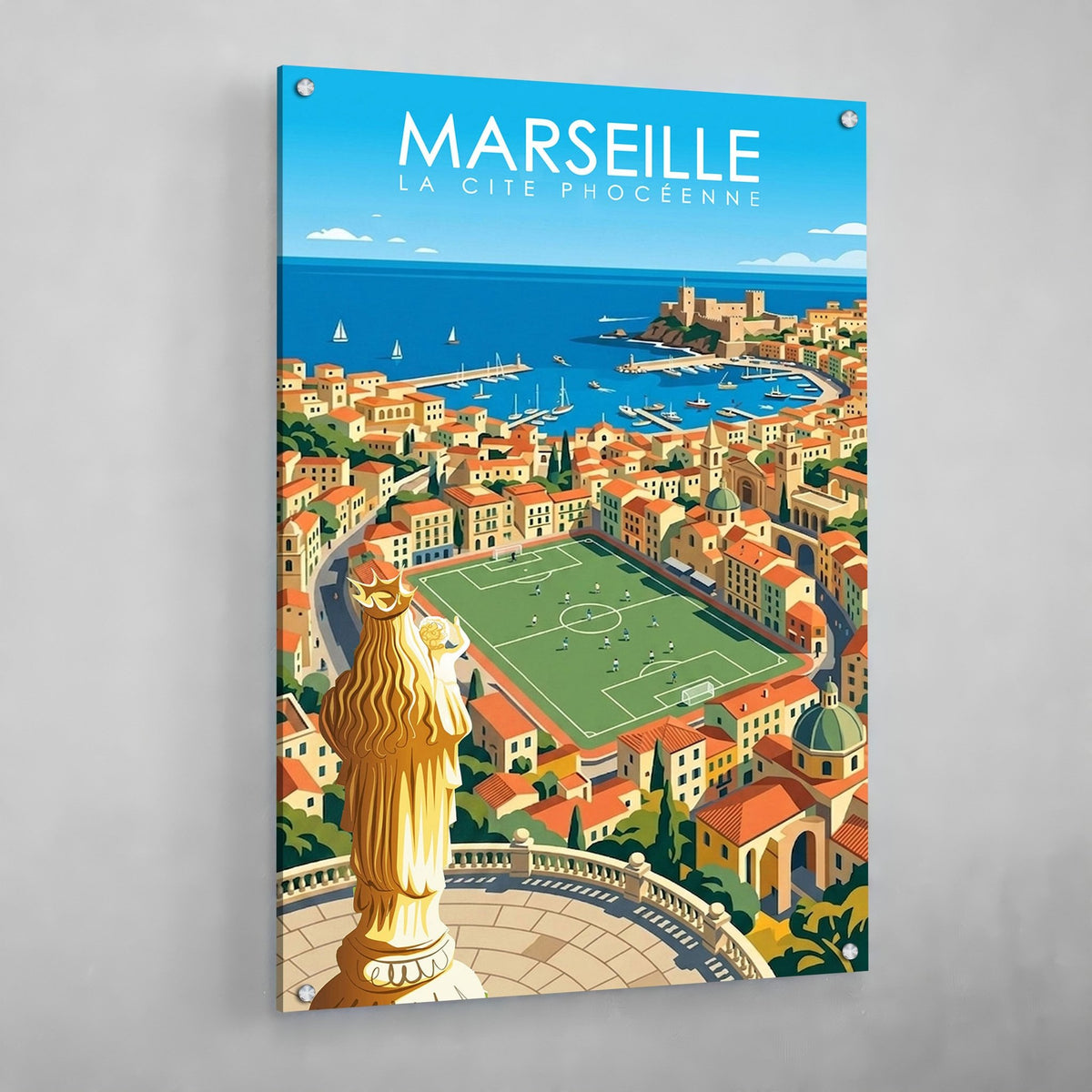 Tableau Marseille Vieux - Port et Notre - Dame de la Garde - The Art Avenue