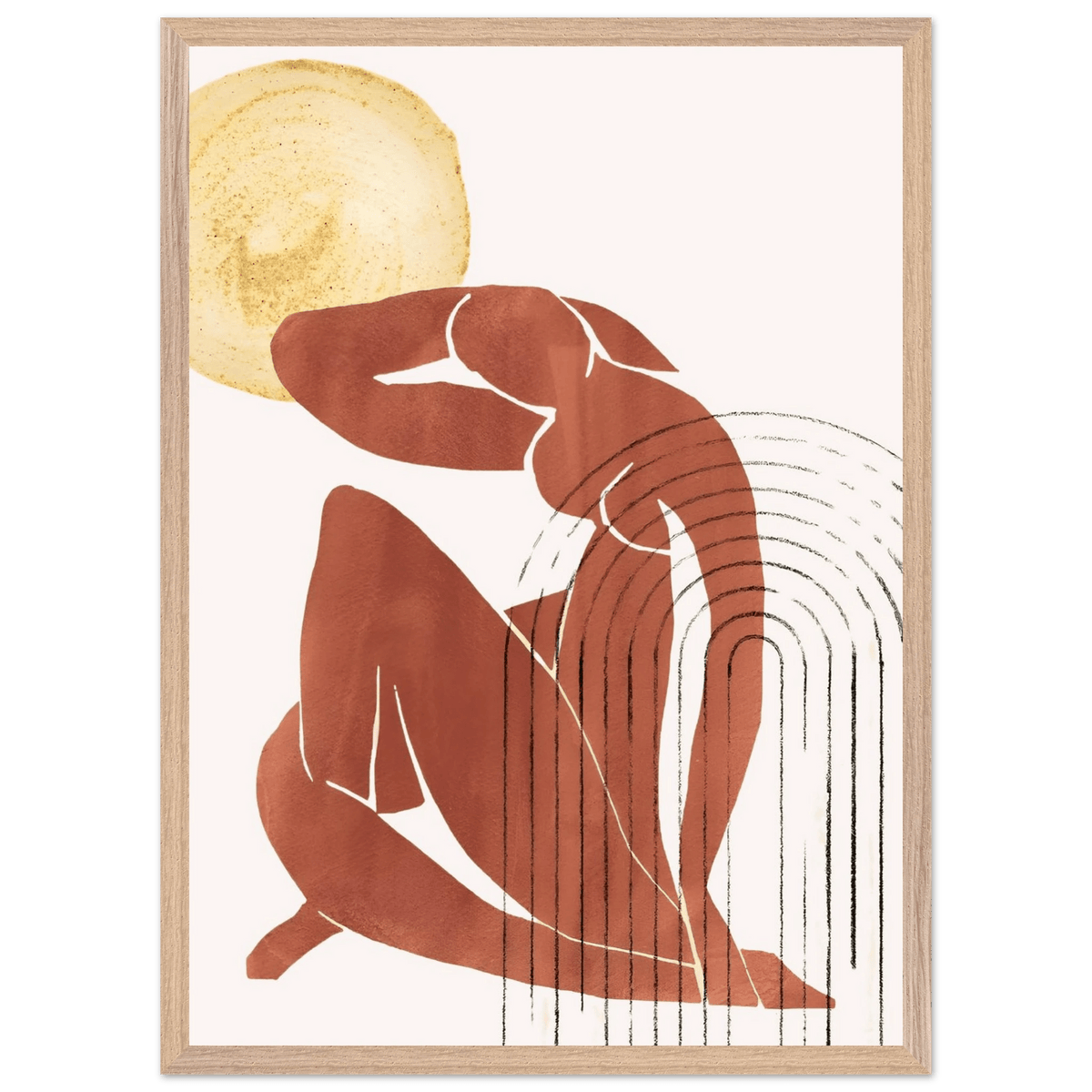 Tableau Minimaliste Femme & Soleil Doré - The Art Avenue