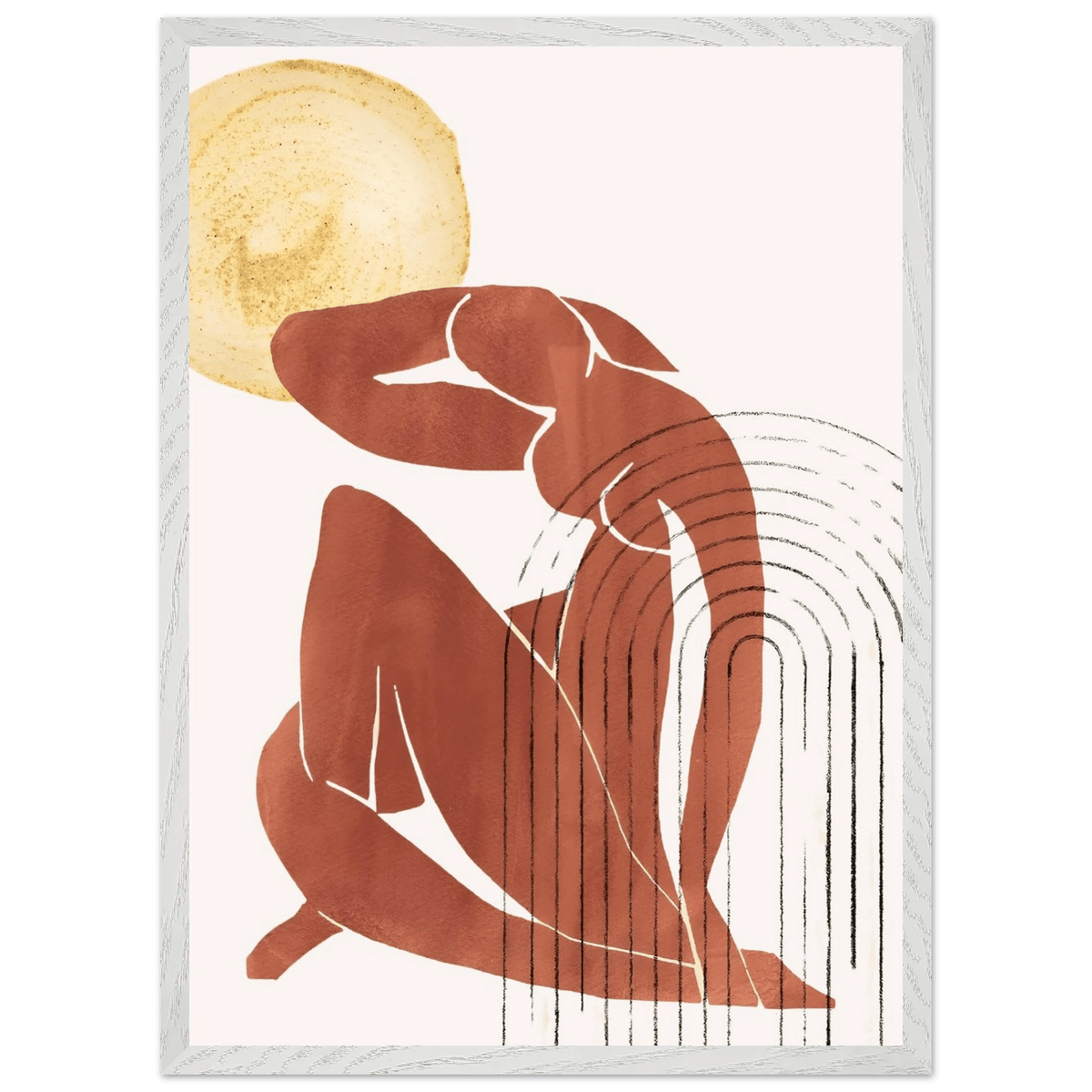 Tableau Minimaliste Femme & Soleil Doré - The Art Avenue