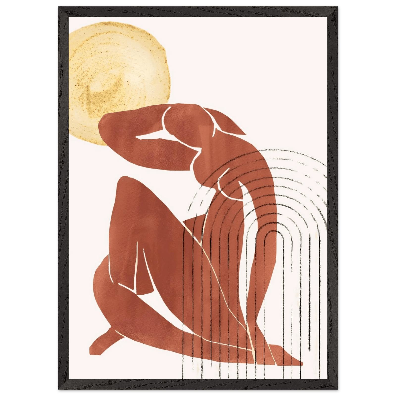 Tableau Minimaliste Femme & Soleil Doré - The Art Avenue