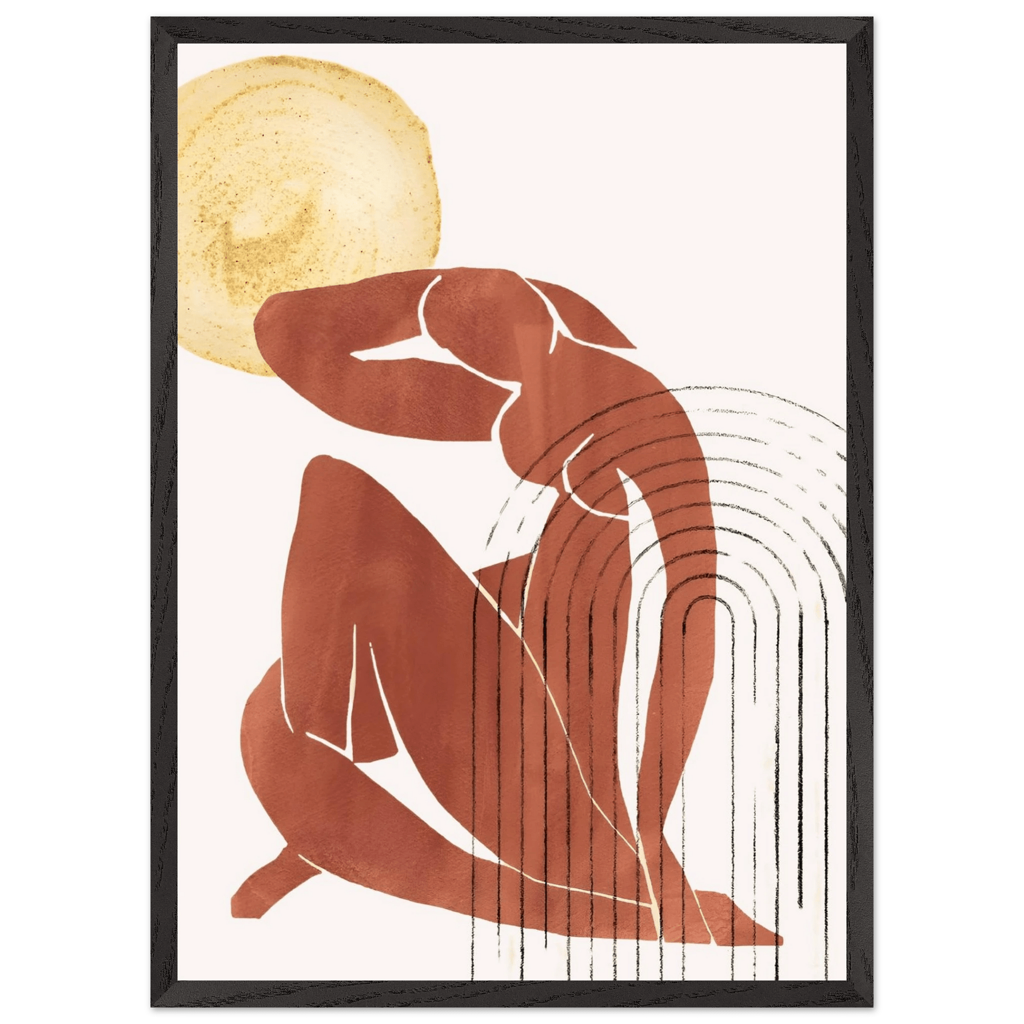 Tableau Minimaliste Femme & Soleil Doré - The Art Avenue