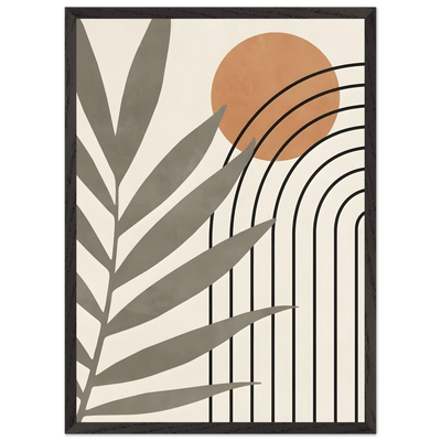 Tableau Minimaliste Feuille & Soleil Abstrait - The Art Avenue