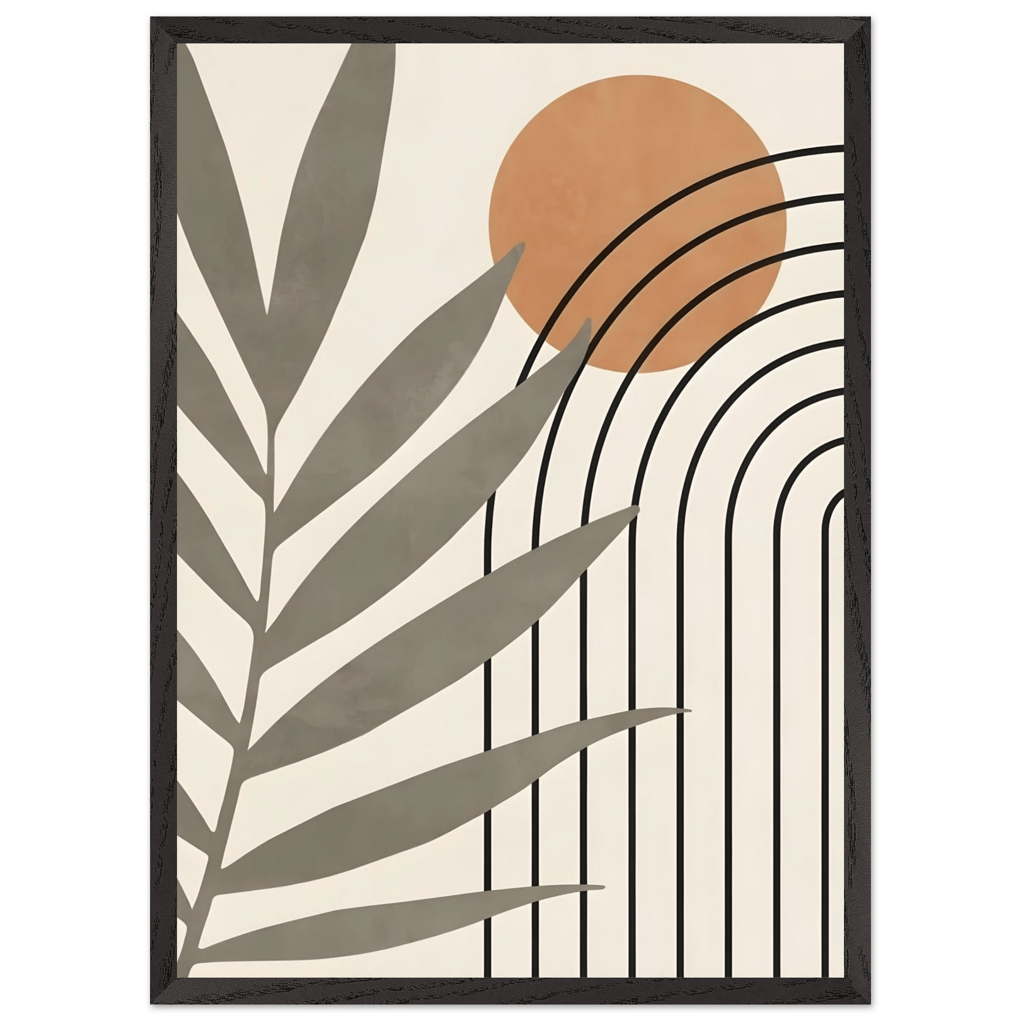 Tableau Minimaliste Feuille & Soleil Abstrait - The Art Avenue