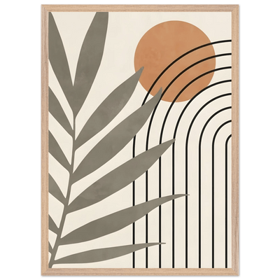 Tableau Minimaliste Feuille & Soleil Abstrait - The Art Avenue