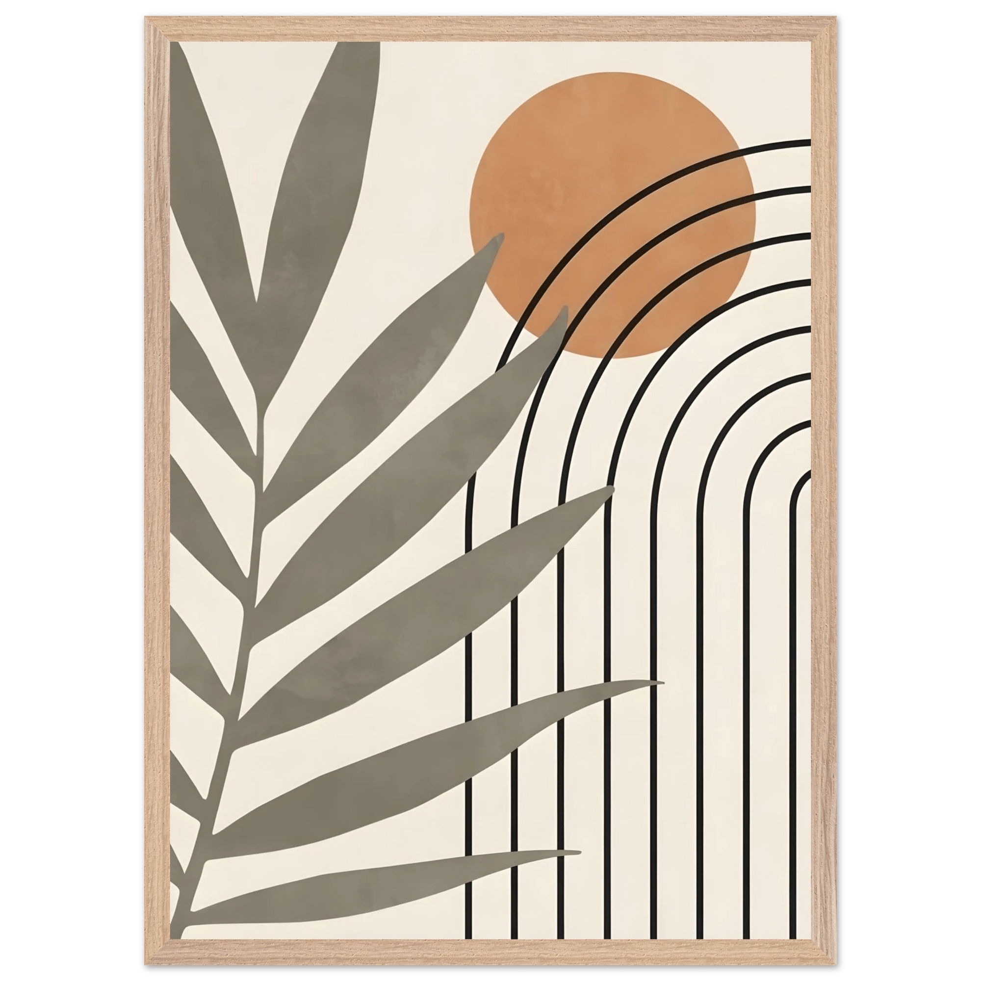 Tableau Minimaliste Feuille & Soleil Abstrait - The Art Avenue