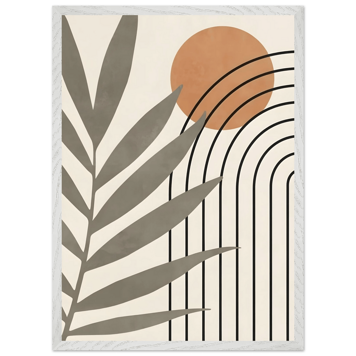 Tableau Minimaliste Feuille & Soleil Abstrait - The Art Avenue