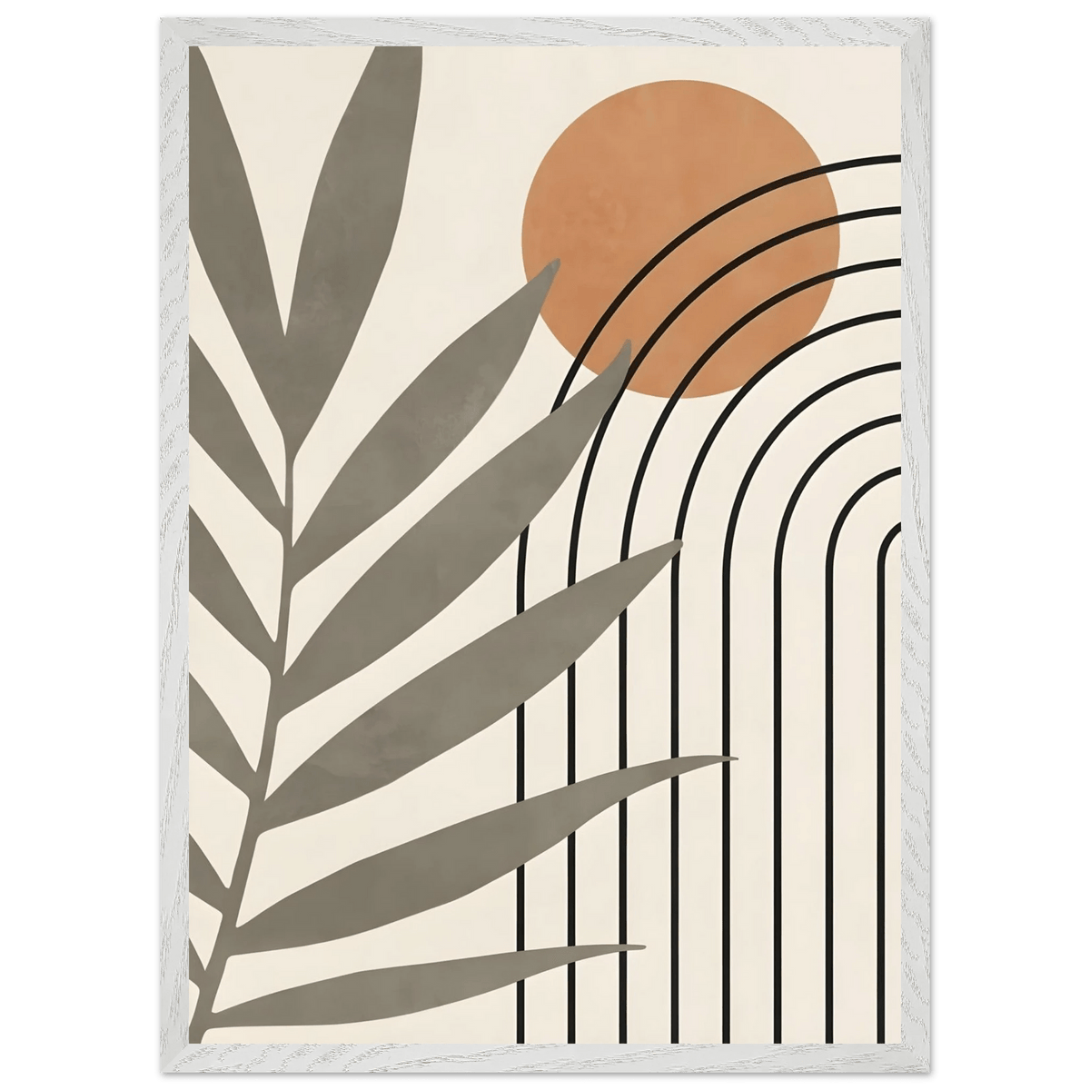 Tableau Minimaliste Feuille & Soleil Abstrait - The Art Avenue