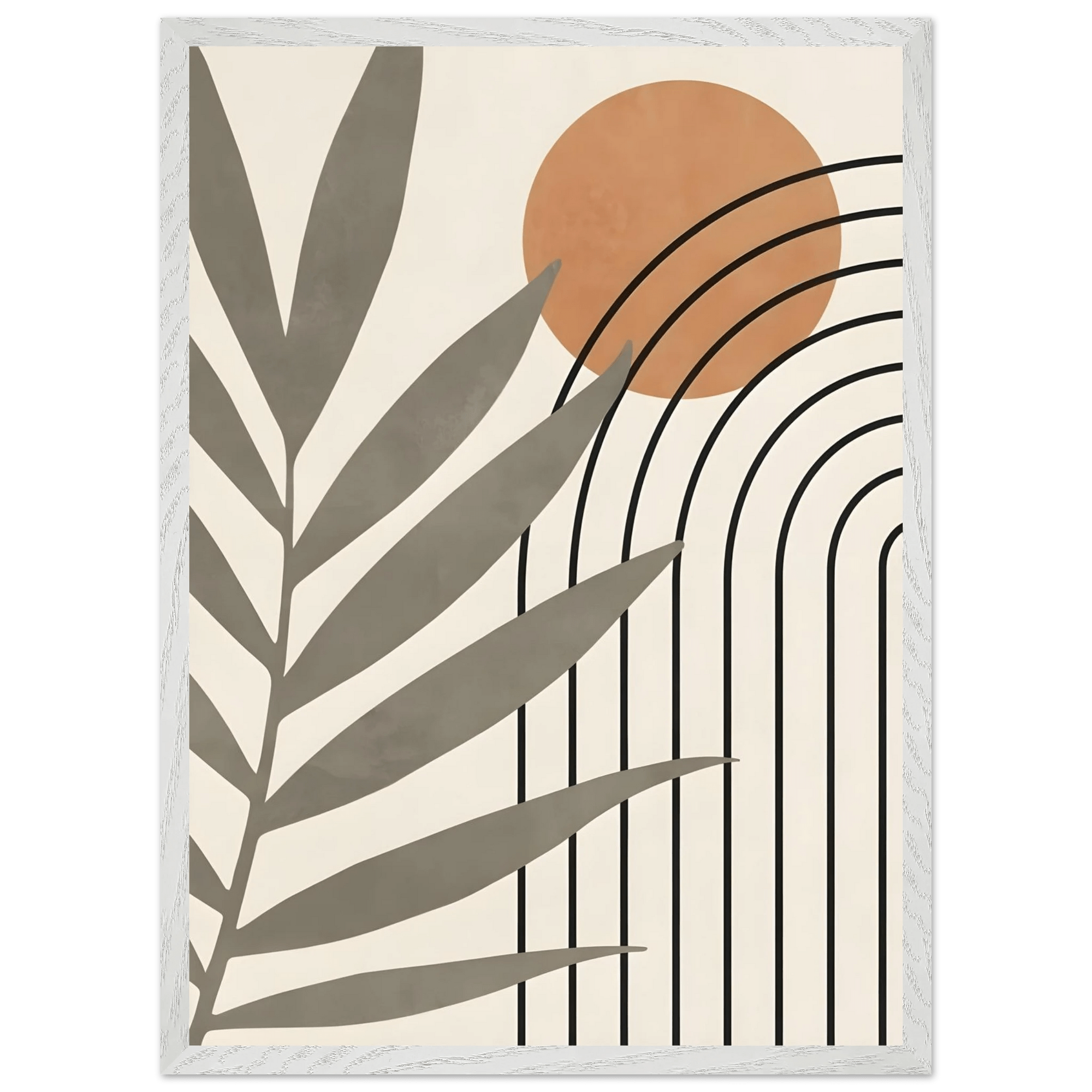 Tableau Minimaliste Feuille & Soleil Abstrait - The Art Avenue