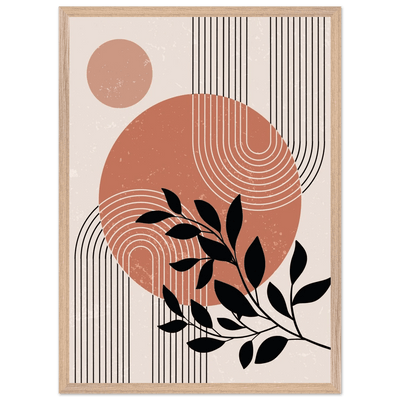 Tableau Minimaliste Soleil Abstrait & Feuillage - The Art Avenue