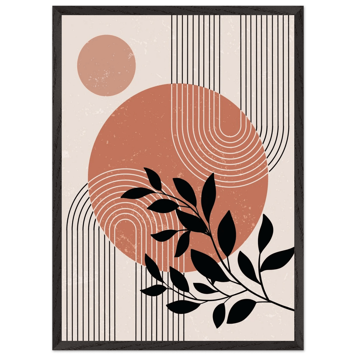 Tableau Minimaliste Soleil Abstrait & Feuillage - The Art Avenue