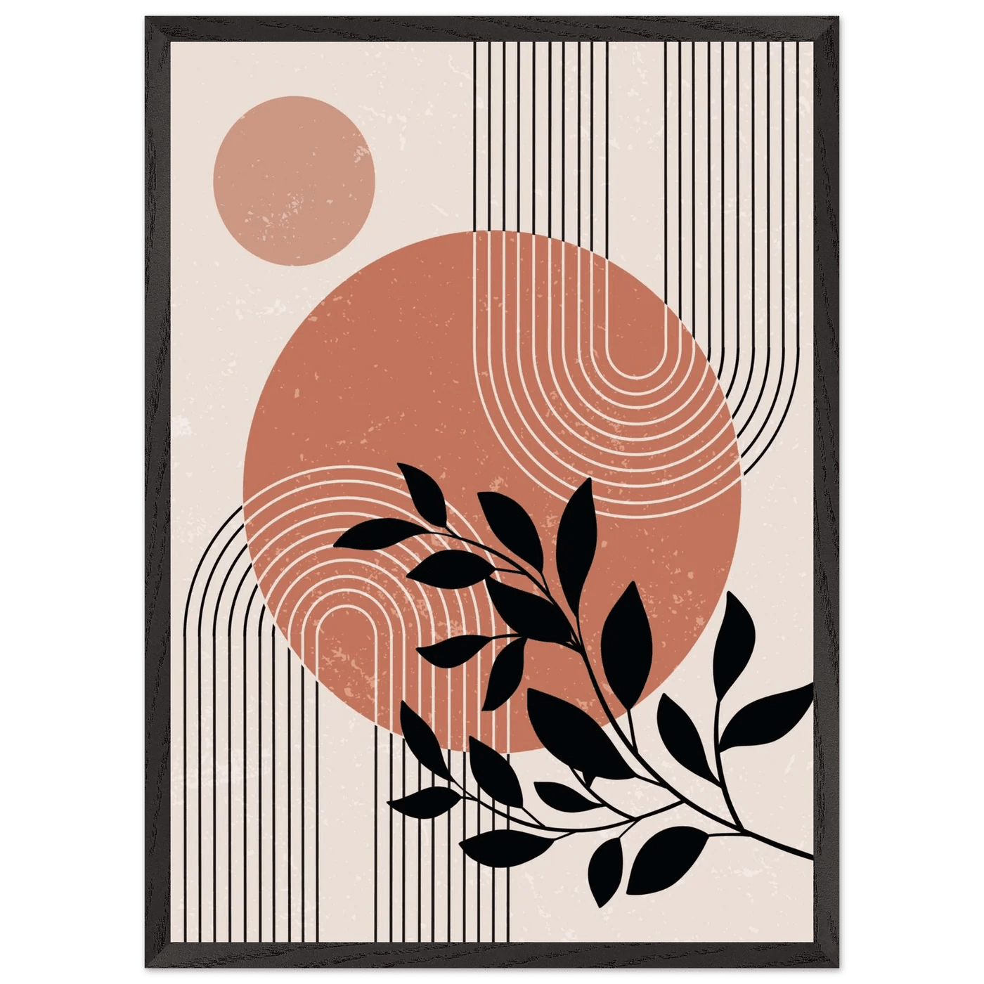 Tableau Minimaliste Soleil Abstrait & Feuillage - The Art Avenue