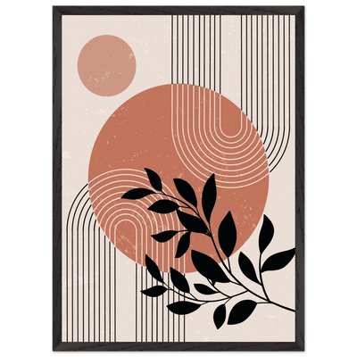 Tableau Minimaliste Soleil Abstrait & Feuillage - The Art Avenue