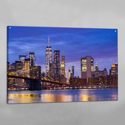 Tableau New York Brooklyn Bridge Skyline Nuit - The Art Avenue