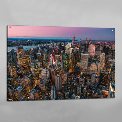 Tableau New York Manhattan Midtown Vue Aérienne Crépuscule - The Art Avenue