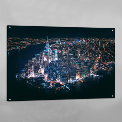 Tableau New York Manhattan Vue Aérienne Nuit - The Art Avenue