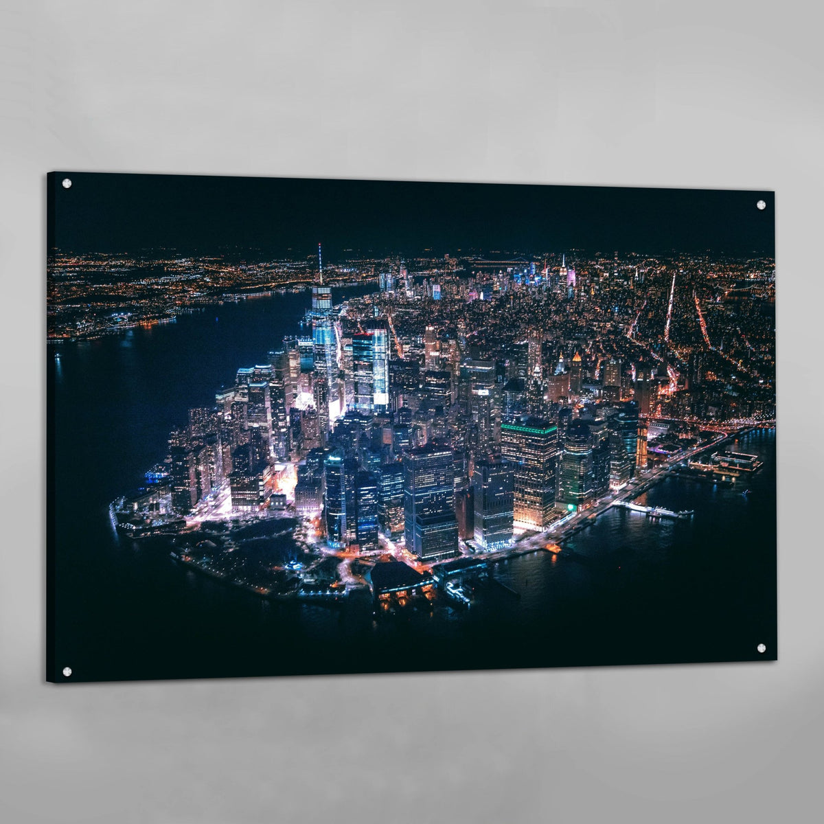 Tableau New York Manhattan Vue Aérienne Nuit - The Art Avenue