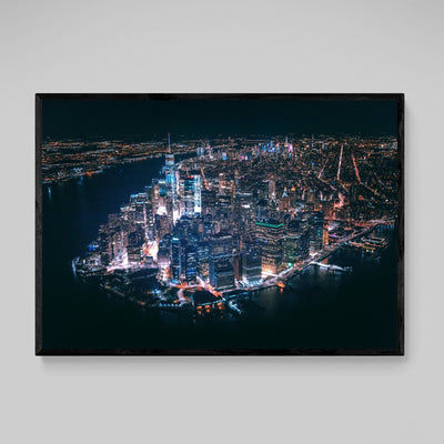 Tableau New York Manhattan Vue Aérienne Nuit - The Art Avenue
