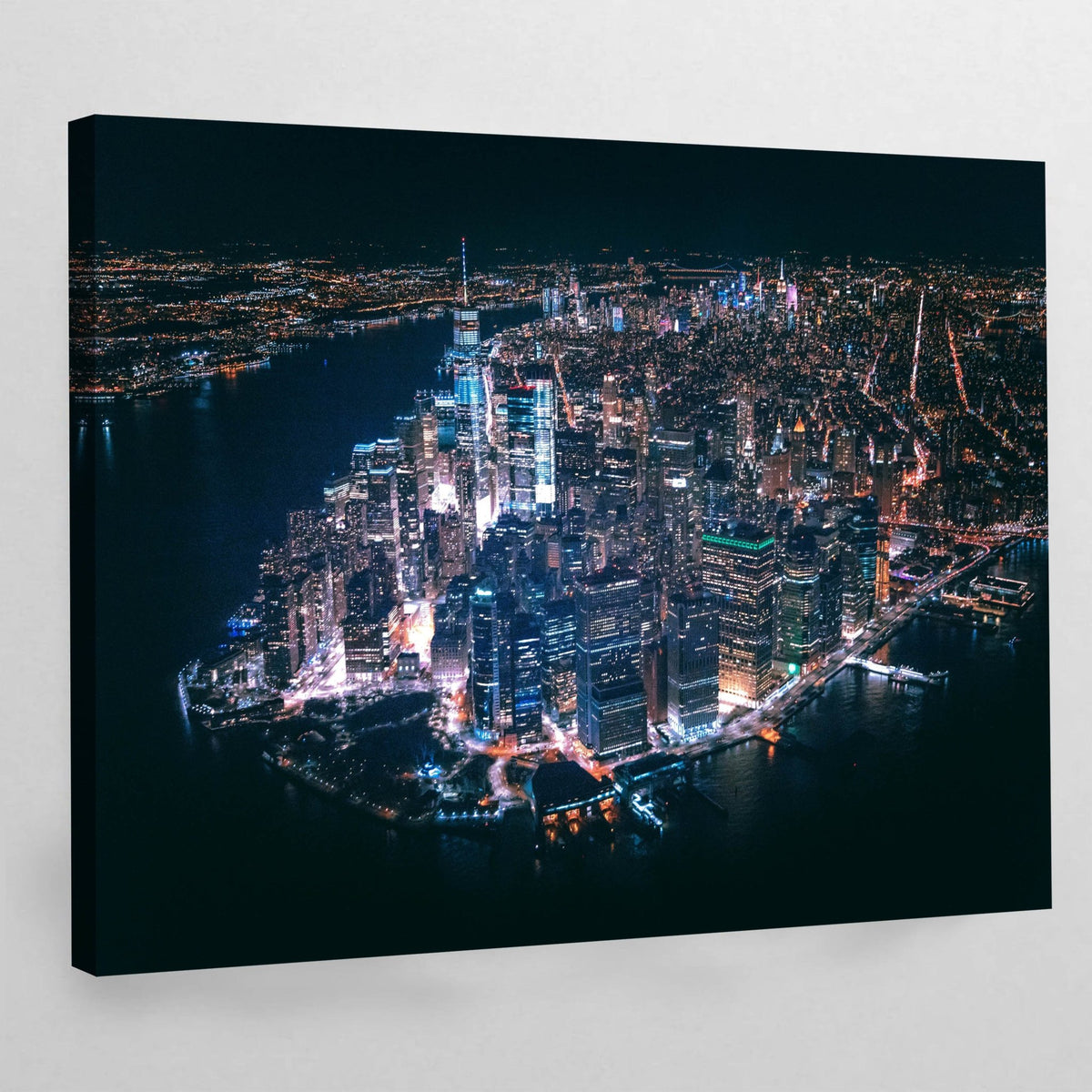 Tableau New York Manhattan Vue Aérienne Nuit - The Art Avenue