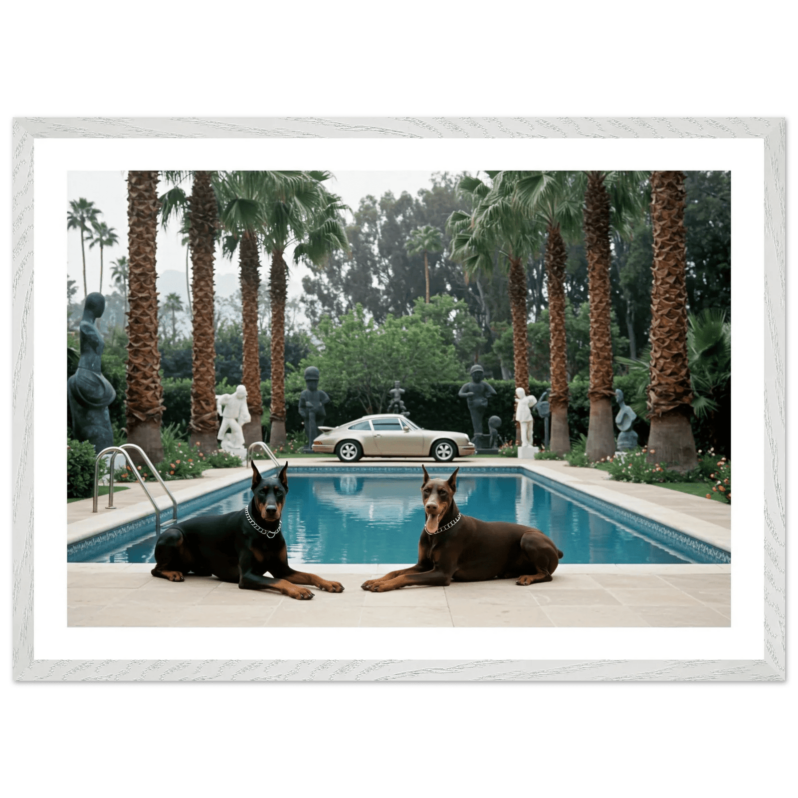 Tableau Photographie Piscine Élégante et Dobermans - The Art Avenue