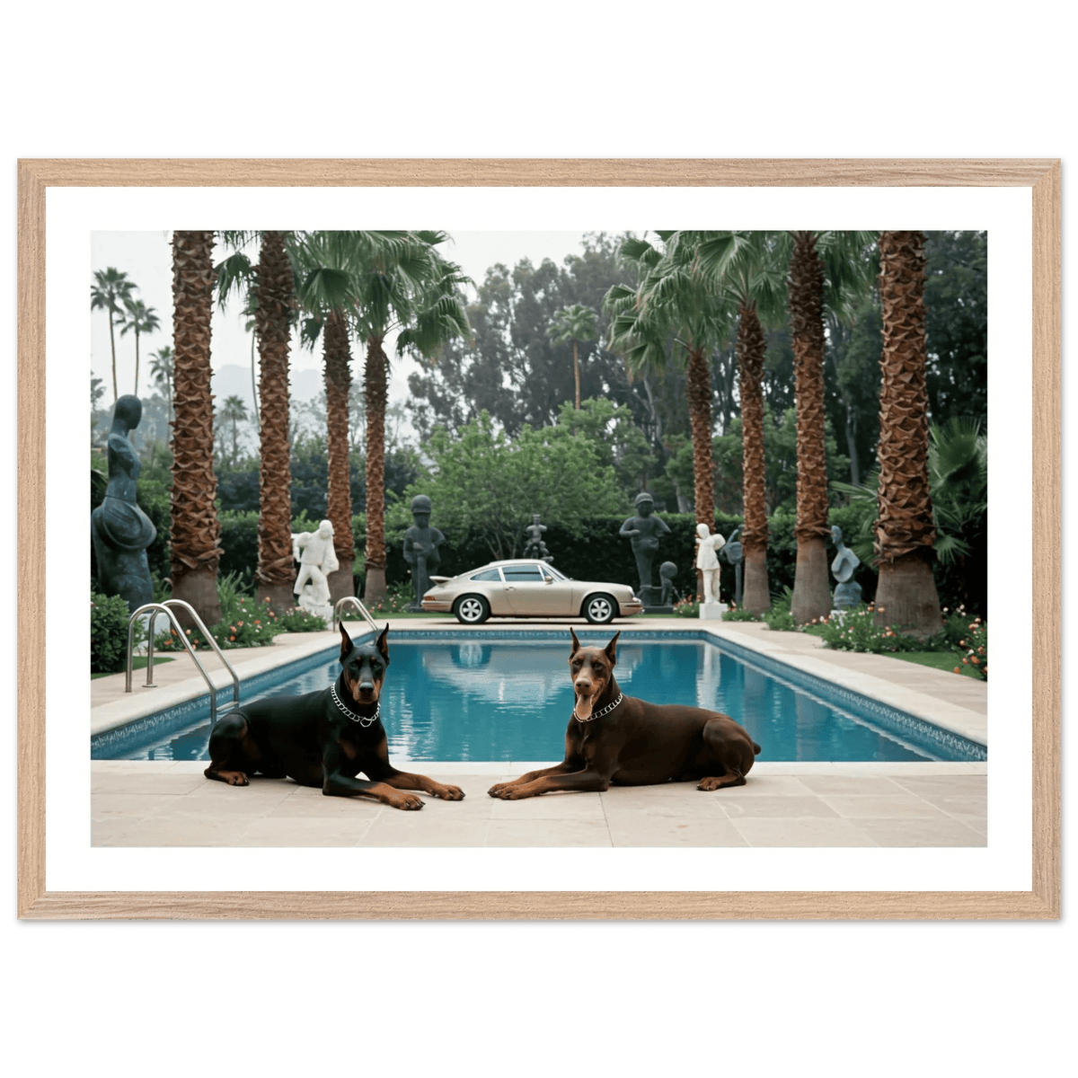 Tableau Photographie Piscine Élégante et Dobermans - The Art Avenue