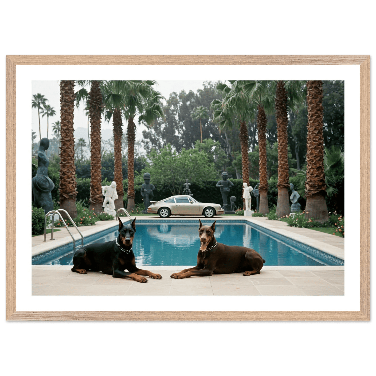 Tableau Photographie Piscine Élégante et Dobermans - The Art Avenue