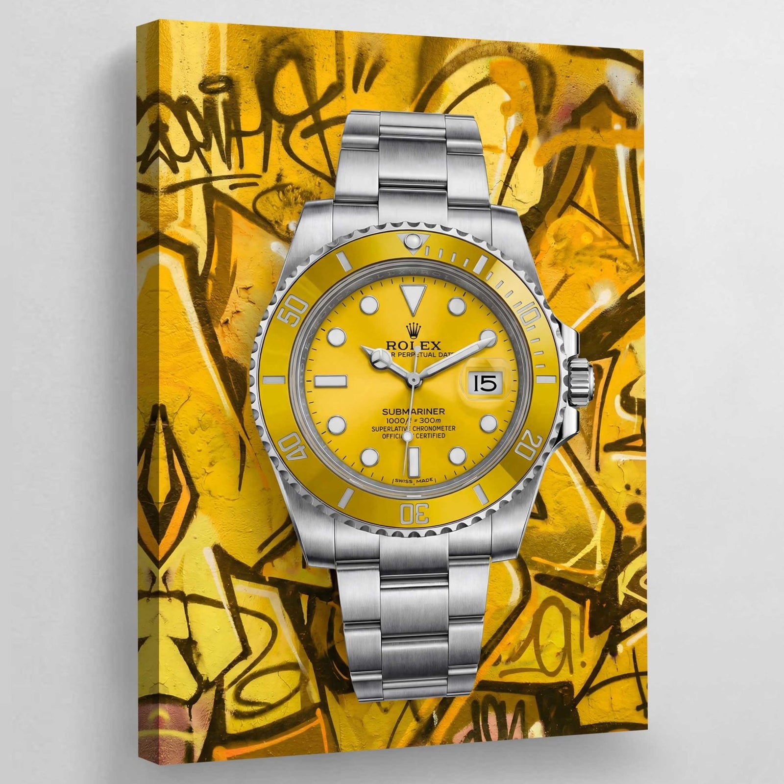 Tableau Rolex Graffiti Jaune - The Art Avenue