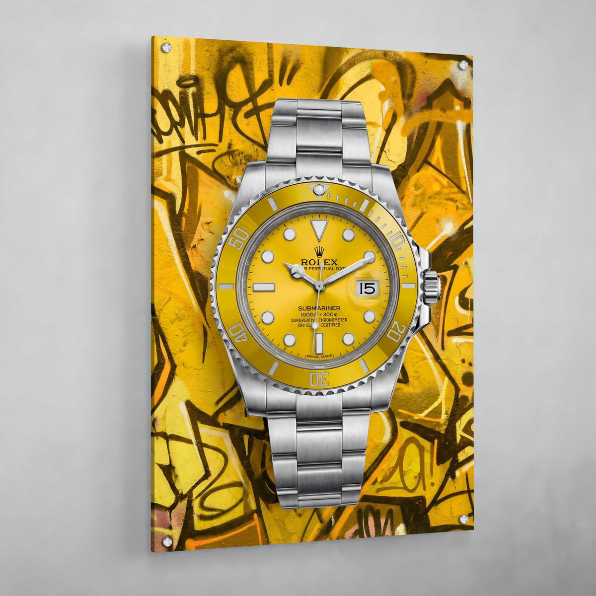Tableau Rolex Graffiti Jaune - The Art Avenue