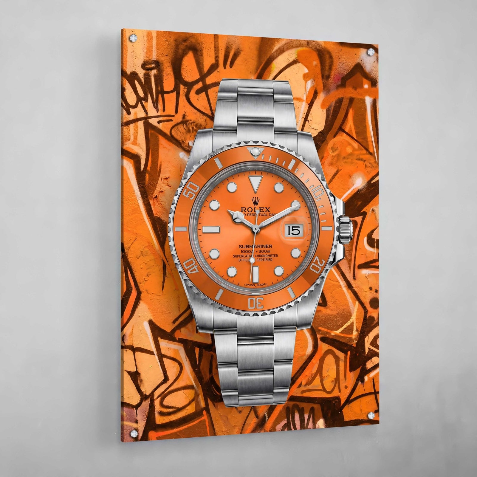 Tableau Rolex Graffiti Orange - The Art Avenue